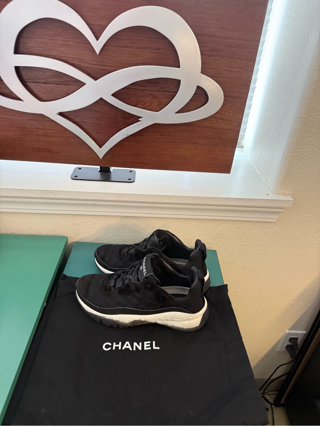 Chanel Black And White Quilted Sneakers Size 37.5